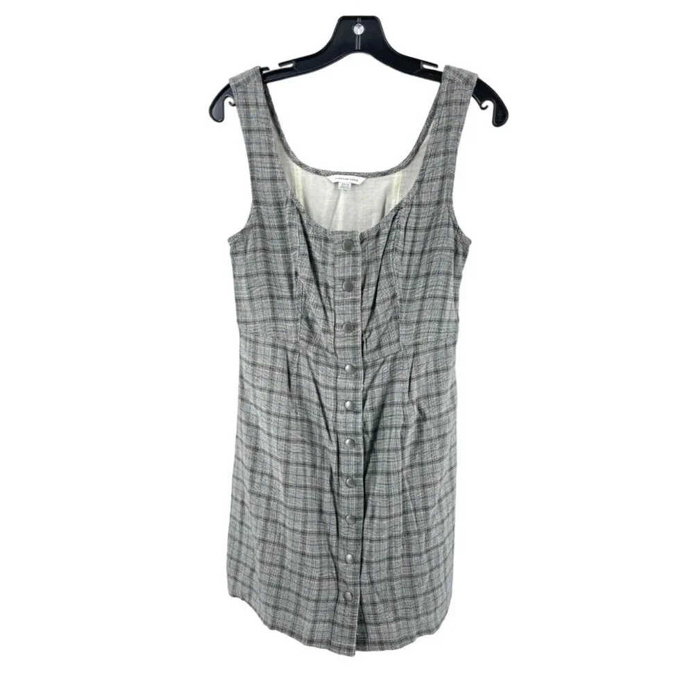 American Eagle Women's Gray Plaid Sleeveless Snap Front Dress Size Small - Picture 1 of 15